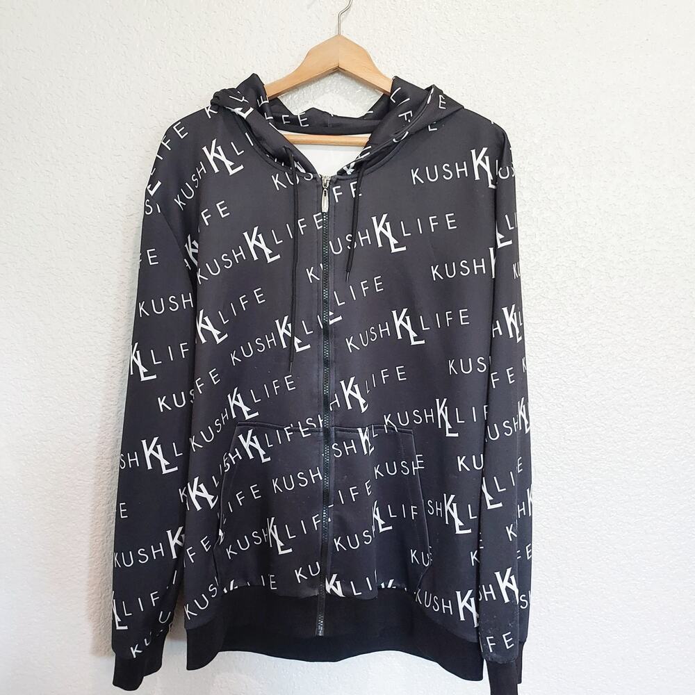 Kush Life Black Zip Hoodie Size L